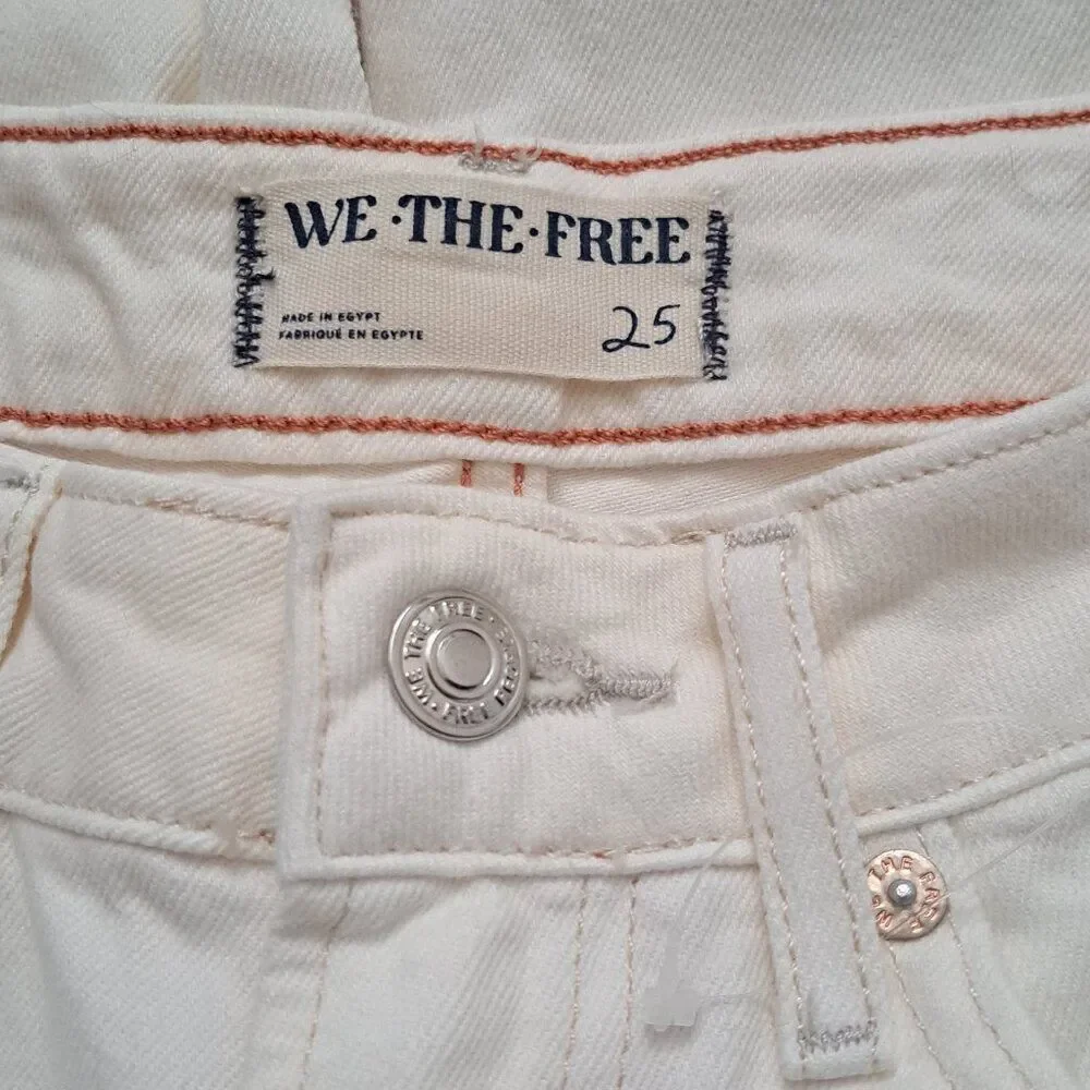 We The Free Ivory White The Pacifica High Rise Slim Straight Leg Denim Jeans 25